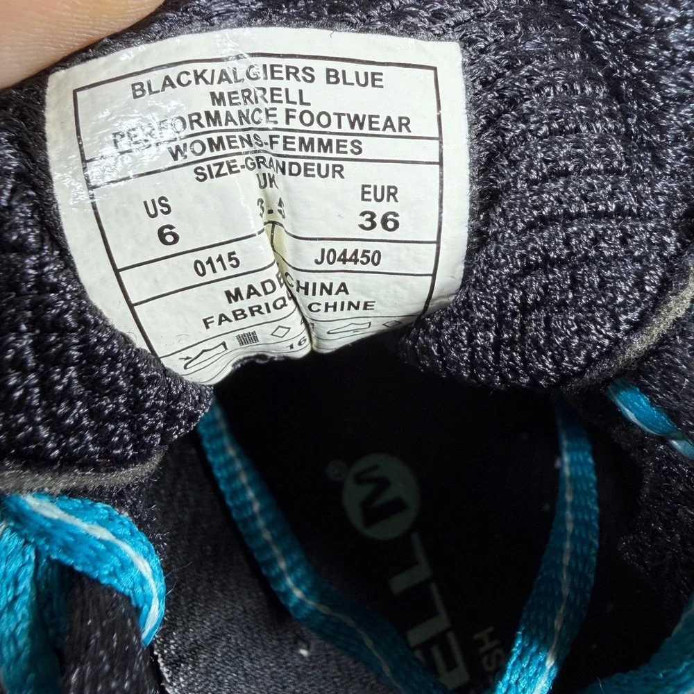 Merrell J04450 Womens All Out‎ Peak Black Algiers Blue Trail Athletic Size 6